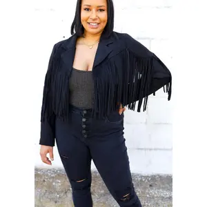 Black Super Soft Fringe Suedette Moto Jacket