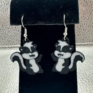 Skunk Earrings with Sterling Silver Hooks