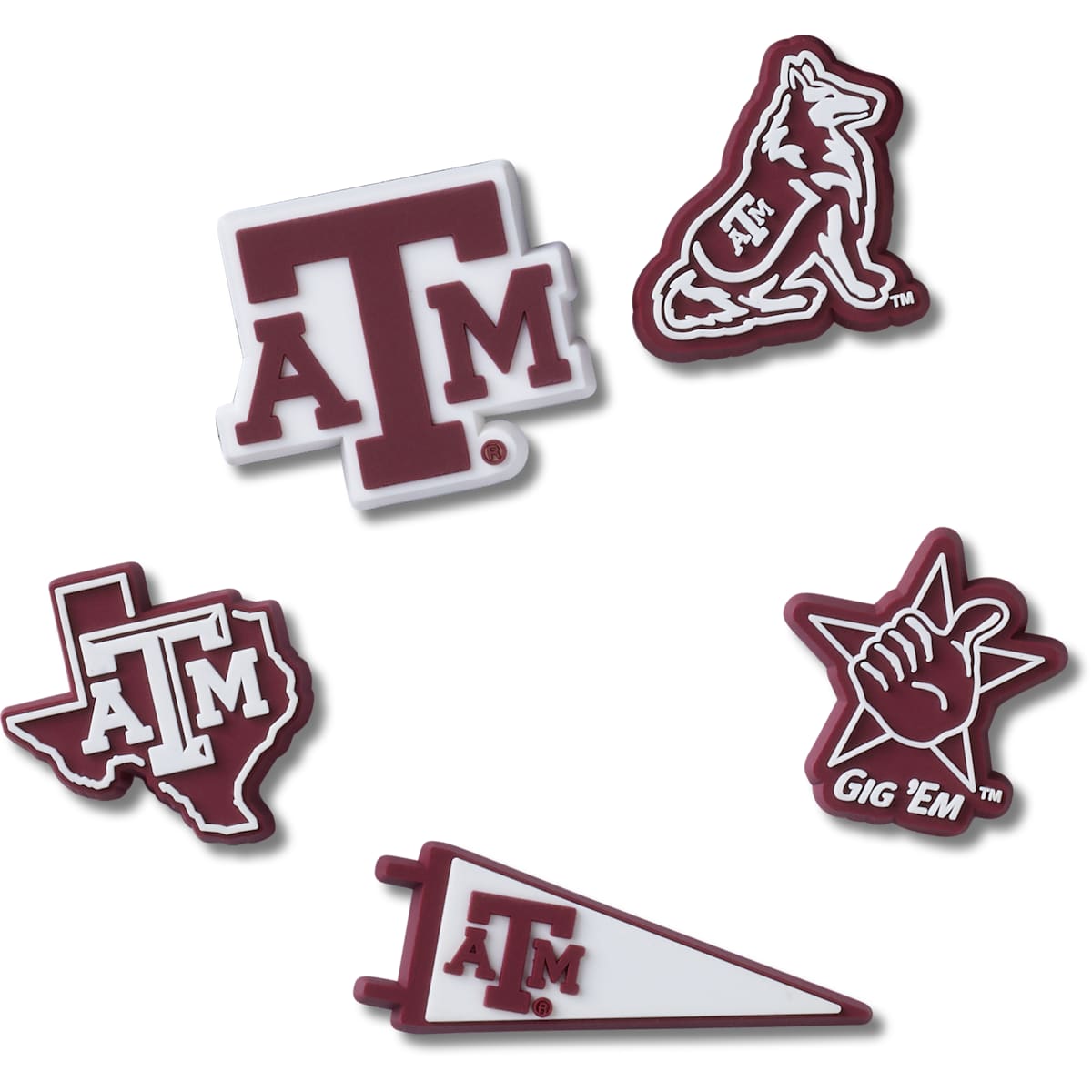 Crocs Jibbitz Texas AandM Sports Shoe Charms 5-Pack