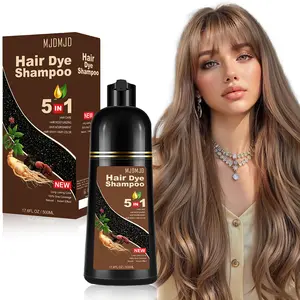 Light Brown Hair Dye Shampoo 5 in 1, Rich Color Shine for 3–4 Weeks, Premium Coloring Shampoo for All Hair Types, Gentle Herbal Formula Safe for Damaged Hair, Easy At-Home Use for Women & Men 500ml
