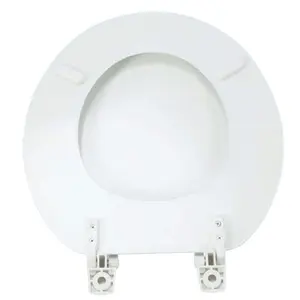 Round Enameled Wood Toilet Seat in White