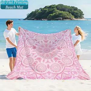 Mandala Floral Print Beach Mat & Picnic Blanket, Washable, Anti-Fade, Polyester Material, Lightweight, Windproof, Durable, Outdoor Camping Supplies