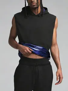 Men's Hooded Sauna Sweat Vest Pullover Heat Trapping Sweat Enhancing Top Compression Shapewear for Gym Workout Fitness Exercise Gift for Father Boyfriend Yoga Sports Vest