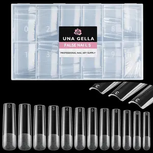 UNA GELLA Nail Tips Sqaure Extra Long Tapered Sqaure Nail Tips 504pcs XXL Clear Fake Nails Full Cover Square Gel Tips for Acrylic Nails Tips for Press on Nail Extensions Home DIY Salon 12 Sizes