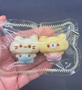 Pack of 2 cat and bear keychain soft taba squishy