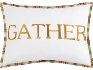 Peking Handicraft Gather Embroidered Pillow 14 x 20"