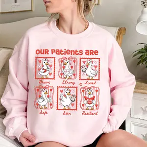 [Made in USA] Our Patients Are Sweatshirt, Cute Nurse Duck Graphic Crewneck Pullover, Uplifting Medical Nurse Sweatshirt, Trendy Patient Care Crewneck, Nurses Week Gift, Gift For Nurse Women Coworkers