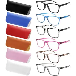6 Pack Reading Glasses for Women Men, Spring Hinge Eyeglasses Blue Light Blocking Anti Eyestrain Computer Readers