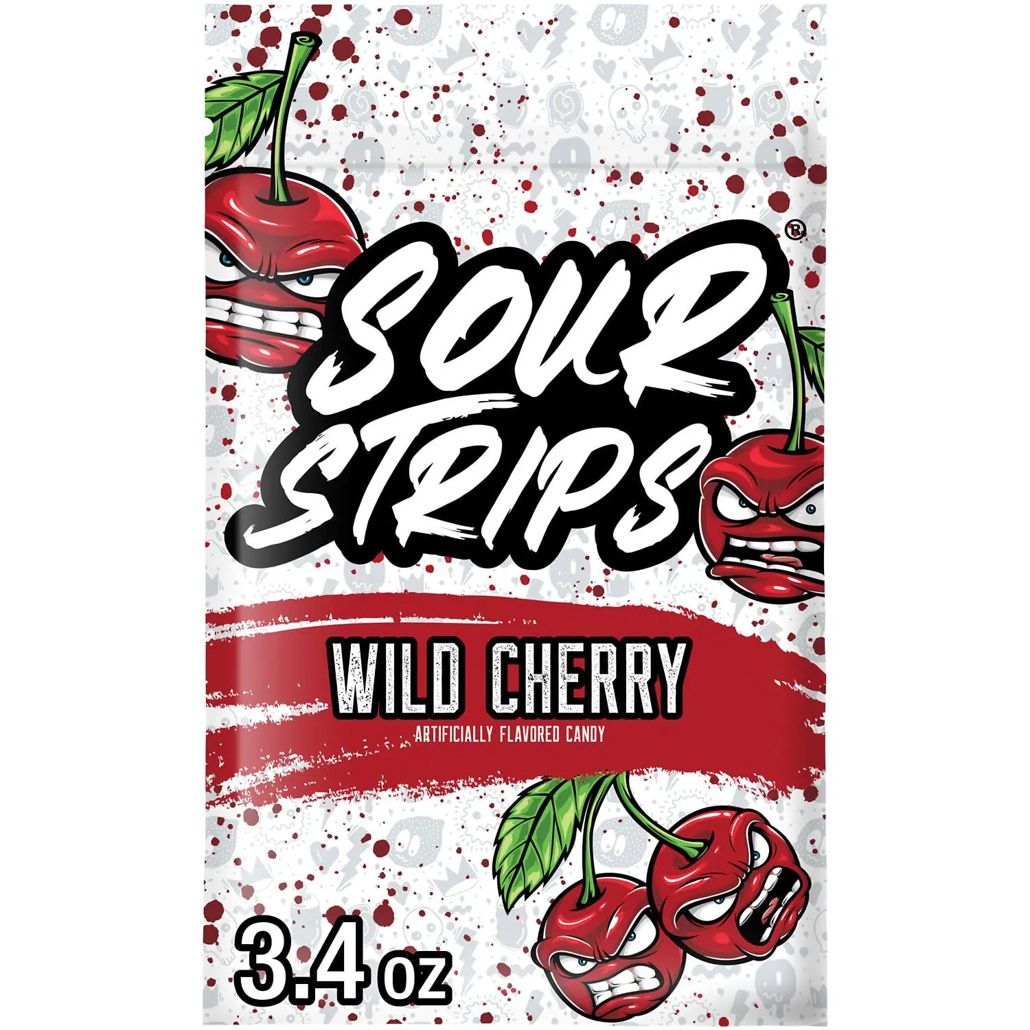 SOUR STRIPS Wild Cherry Flavored Chewy Candy Bag, 3.4 oz