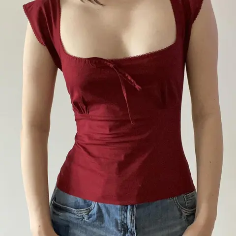 Elegant Square Neck Plain Color Short Sleeve Top, Slim-fitting Summer Knitted Tee for Women, Y2K Style Casual Wear, Casual Fashion Knitwear, Knitwear