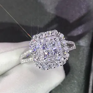 2025 New Fashion Eight Hearts Eight Diamonds Micro Inlaid Ring Cluster Engagement Ring Non Tarnish Rings