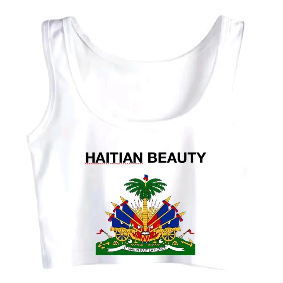 Haitian Beauty with National Coat of Arms of Haiti Crop Top T-shirt Women