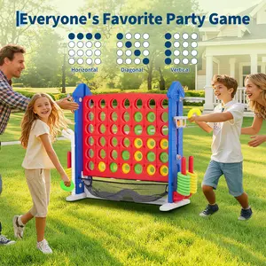 GARVEE Giant 4-in-a-Row Game with 3-Level Adjustable Height, Basketball Hoop, Golf, Ring Toss, Mesh Pocket, and Portable Carry Bag for Outdoor Fun, Family Fun, Four-In-Row