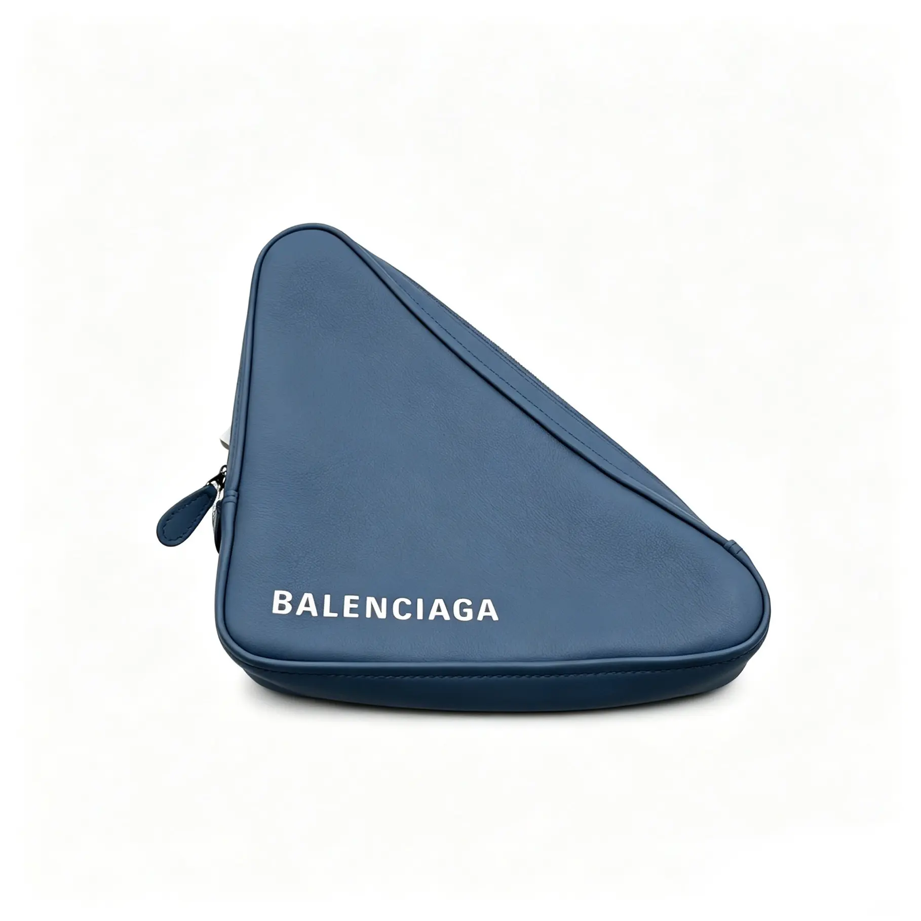 Pre-owned Balenciaga H5 Triangle Bag, Matte Small Cowhide Leather, Blue — HW H03605