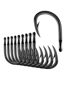 BLUEWING Big Game Live Bait Hooks Heavy Duty Cutting Point 1/0-10/0 Fishing Hooks High Carbon Steel Hooks Extra Sharp Fish Hooks for Freshwater Saltwater Fishing