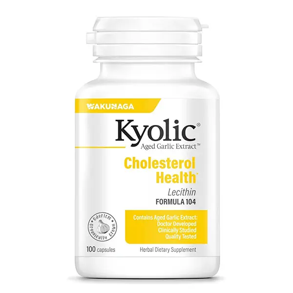 Aged Garlic Extract Formula 104, Odorless Aged Garlic with Lecithin, Supports Cholesterol Balance, Heart Health, Circulation & Cardiovascular Wellness, Non-GMO, Gluten-Free, 100 Capsules (50 Servings)