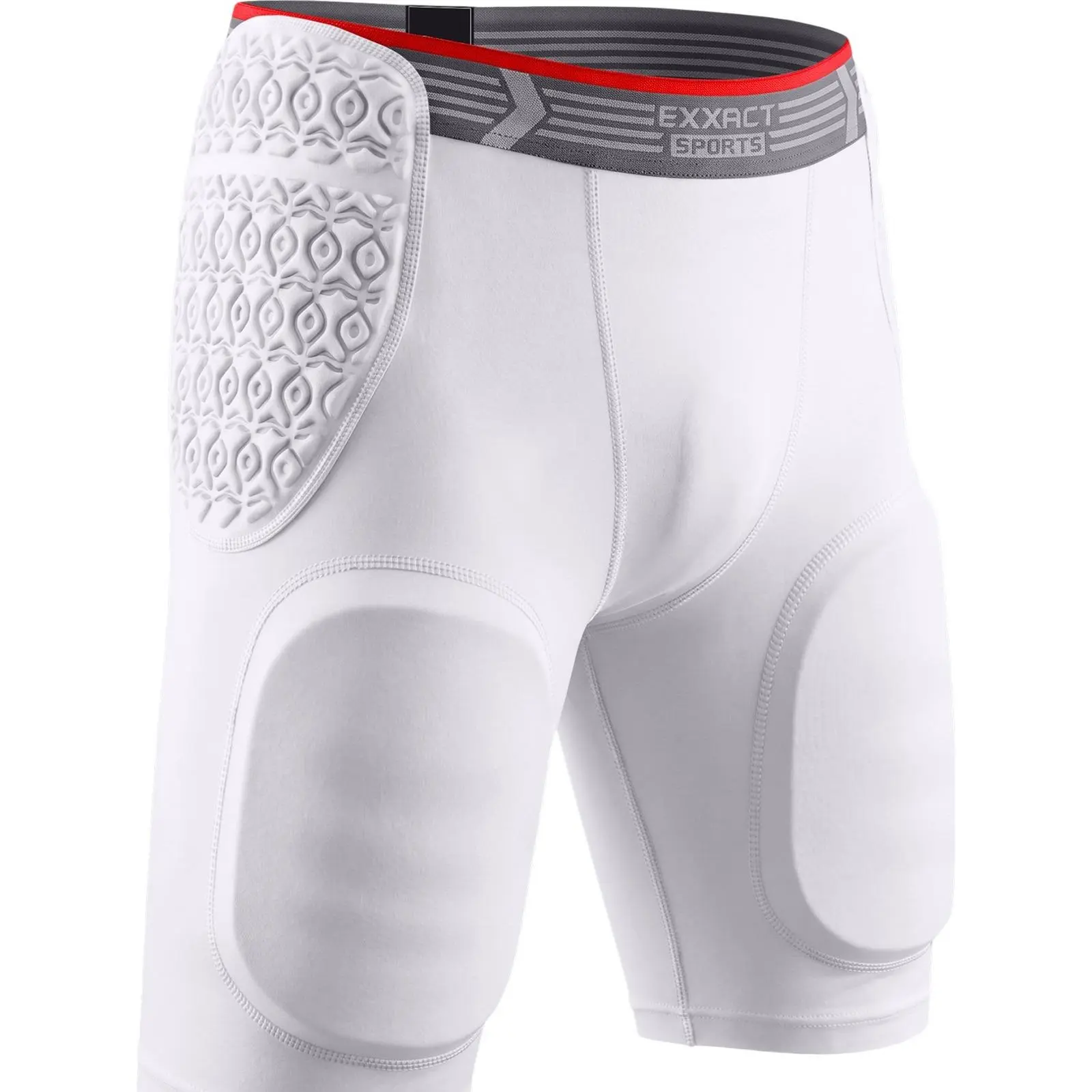 Exxact Sports Rebel Men's 5-Pad Football Girdle, Lightweight Polyester Mix Compression Shorts with 4-Way Stretch, Integrated Pads & Cup Pocket, American Football, Male