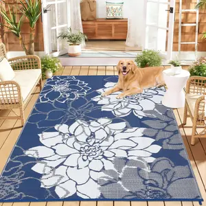 Waterproof Reversible Outdoor Patio Rug – Plastic Straw, UV & Weather Resistant, Quick-Drying – Lightweight, Portable with Carry Bag & Stakes – Great for Camping, Porch, Deck, Balcony, Garden, Backyard