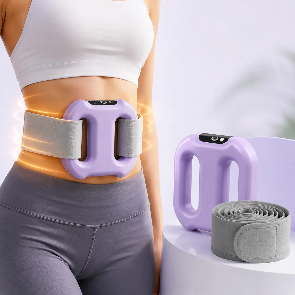 Mini Fascia Massager Ring, Cordless Muscle Recovery Device with Adjustable Strap, Portable Waist & Back Massager for Deep Tissue Relaxation