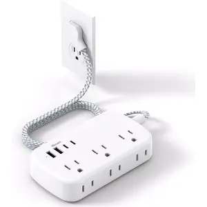 10FT Flat Plug Power Strip with USB C,  Ultra Thin Flat Plug Extension Cord - 6 Outlets with 4 USB Ports(2 USB C), Power Strip for Dorm Room Travel Essentials