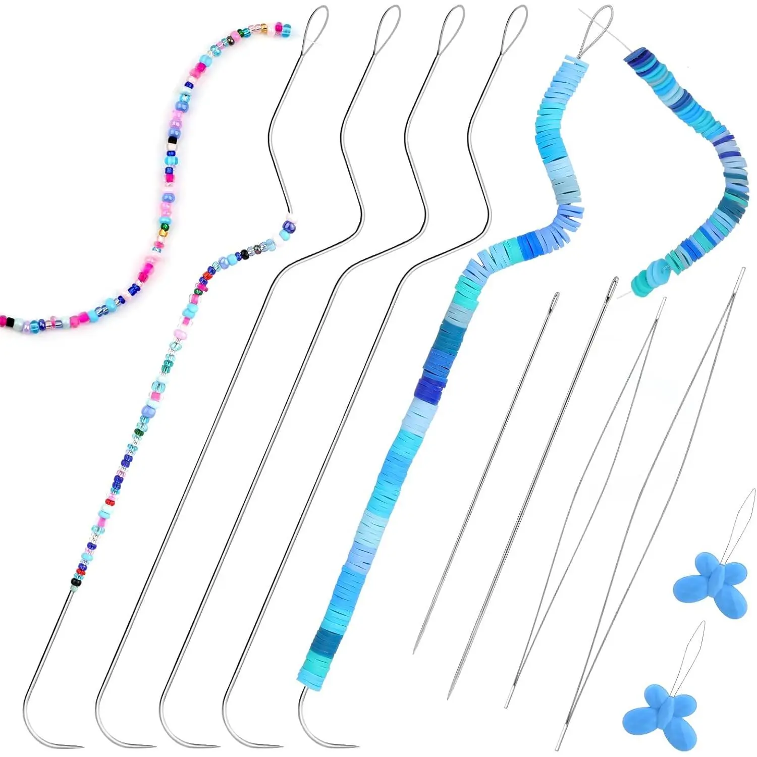 9 count Beading Needles Set for Jewelry Making Include Bead Spinner Needles, Big Eye Seed Needles, Straight Beading Needles and Threaders for Bead & Sequin Embroidery Crafting DIY