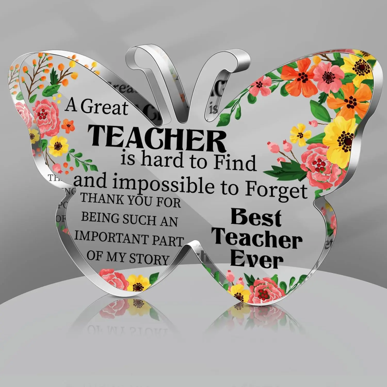 Butterfly & Letter Design Acrylic Ornament, Creative Desktop Decoration, Teacher Gift for Appreciation Day, Home Decor Gifts, Home Decor for Living Room Office, Multicolor Decorative Plaque, Lightweight, Home Decor Products
