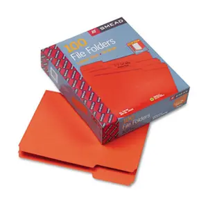 Smead  File Folders- 1/3 Cut- Top Tab- Letter- Orange- 100/Box