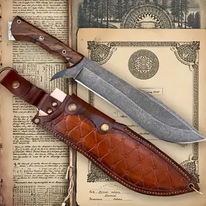 HOLIDAY SURVIVAL SALE! SK5 Chopper w/ Hickory Handle & Leather Sheath | 8.5" Heavy Duty for Camp, Wood Splitting  (Gift for Men: Halloween Camping & Xmas Gifts!)