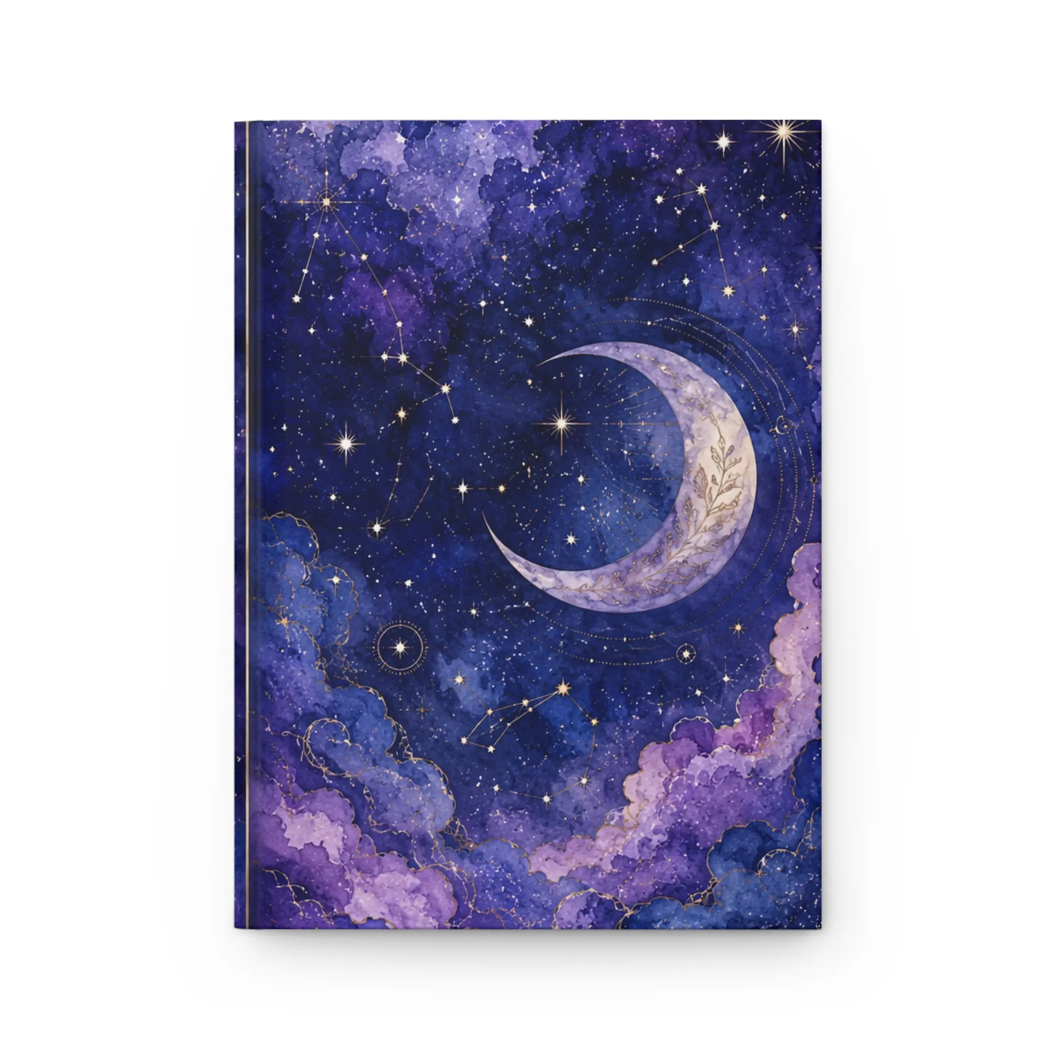 Crescent Moon Night Sky Hardcover Journal | Celestial Constellation Notebook