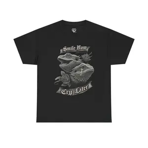 Smile Now Cry Later Bearded Dragons T-Shirt | vintage tattoo style