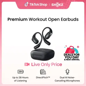 【Live only】SHOKZ OpenFit - Open-Ear Wireless Bluetooth Headphones with Microphone, Sweat Resistant, Fast Charging,28HRS Playtime,Compatible with iPhone & Android