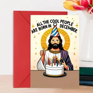 1PC Humorous Jesus Birthday Card with Envelope, Perfect Gift for Family & Friends, Ideal for Birthdays & Parties, Single Pack