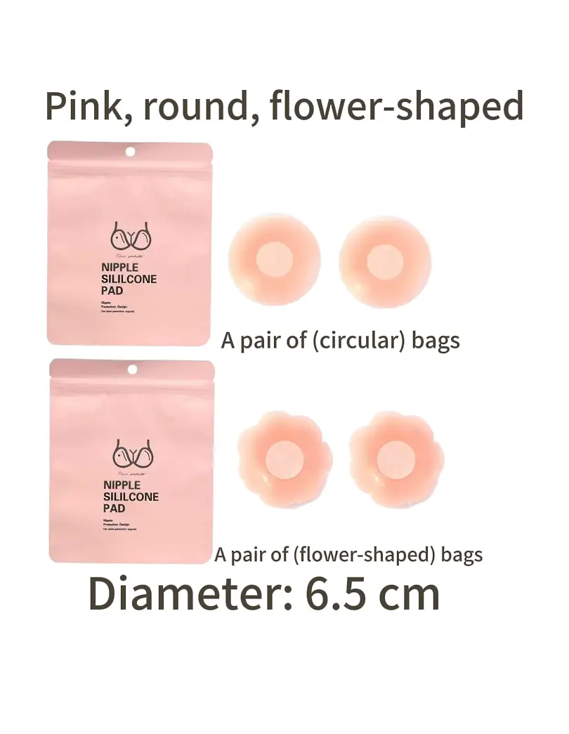 Women's 2 Pairs Silicone Nipple Covers Set | Reusable Round & Flower Invisible Adhesive Pasties, Hand-Washable Universal Size for Daily & Party