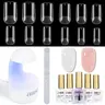 AILLSA Gel Nail Kit Short Square Acrylic Nail Tips 240pcs with 2In1 Nail Glue Base Coat Nail Dehyrator UV Light Jelly Gel Polish Top Coat Nail Tools for Beginner DIY at Home Nail Care Manicure Comfort Cutics gelx Nail TikTokShopBackToSchool sohochic