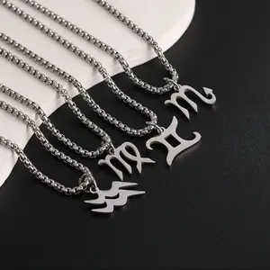 Twelve Constellation Stainless Steel Ladies Couple Necklace 12 Constellation Clavicle Chain Birthday Gift