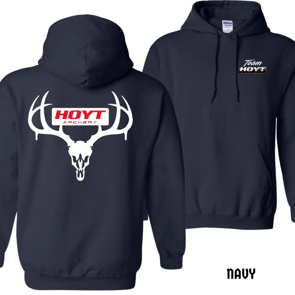Hoyt Archery Skull Hoodie - Bow Hunting Sweatshirt for Men, Rustic Antler Design, Outdoor Archery Gear, Deer Skull Graphic, Country Style, Gift for Hunters