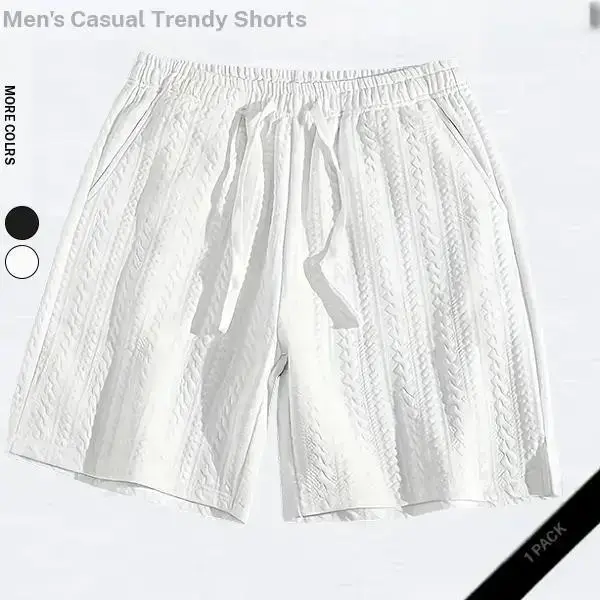 Men's solid color Knitted pattern shorts, regular fit sports rinkles, four seasons durable pants, men's wear resistant outdoor leisure pants,Lightweight and breathable,Versatile casual pants suitable for daily outings and vacation travel
