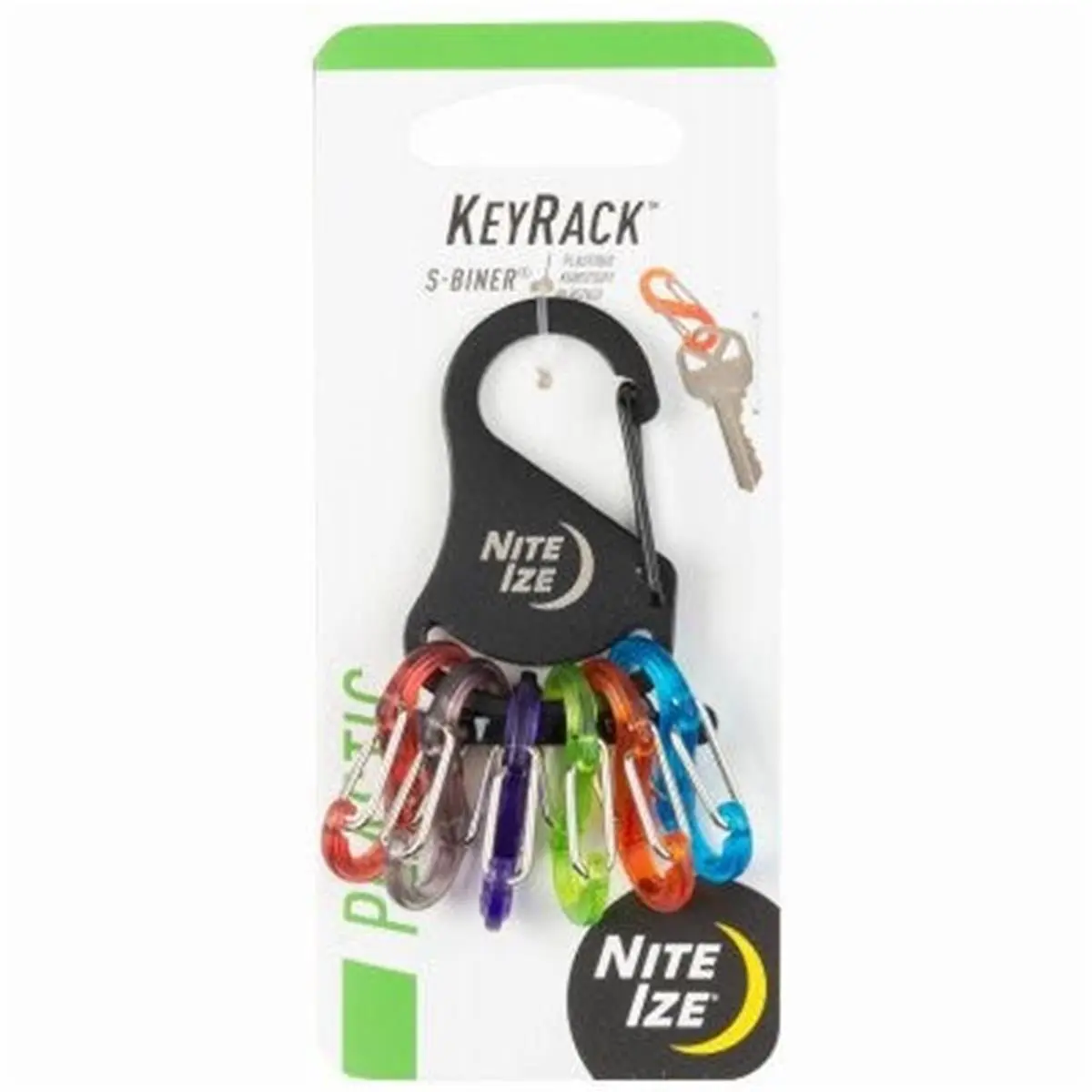 Nite Ize Keyrack S-Biner Key Clip - Stylish Keychain, Minimalist Design, Keychain Attachment, 1 Size for Outdoor Fishing & Everyday Sports Use, Stainless Steel, Six Keys