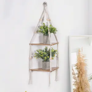 😫 Wasted Corner Space? NO MORE! | 3-Tier Corner Hanging Shelf (1PC) | (Shelf ONLY!), Macrame Wall Decor, Saves Space, Small Apartment/Dorm Essential