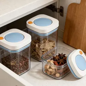 3PCS Stackable Food Storage Containers – Large Sealed Jars for Cereal, Rice, Nuts & Pantry Organization 	Kitchen Pantry Storage Container Set Stackable Airtight Food Jars with Leakproof Design