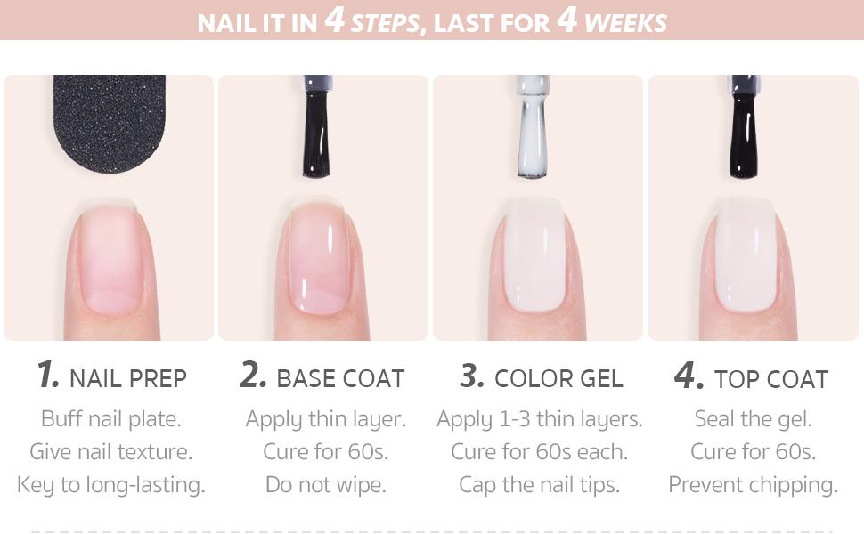 GAOY Milky Jelly Nude Gel Nail Polish Set, 6 Transparent Colors Sheer White Pink Soak Off UV Light Cure Gel Polish Kit for Salon and Nail Art DIY at Home