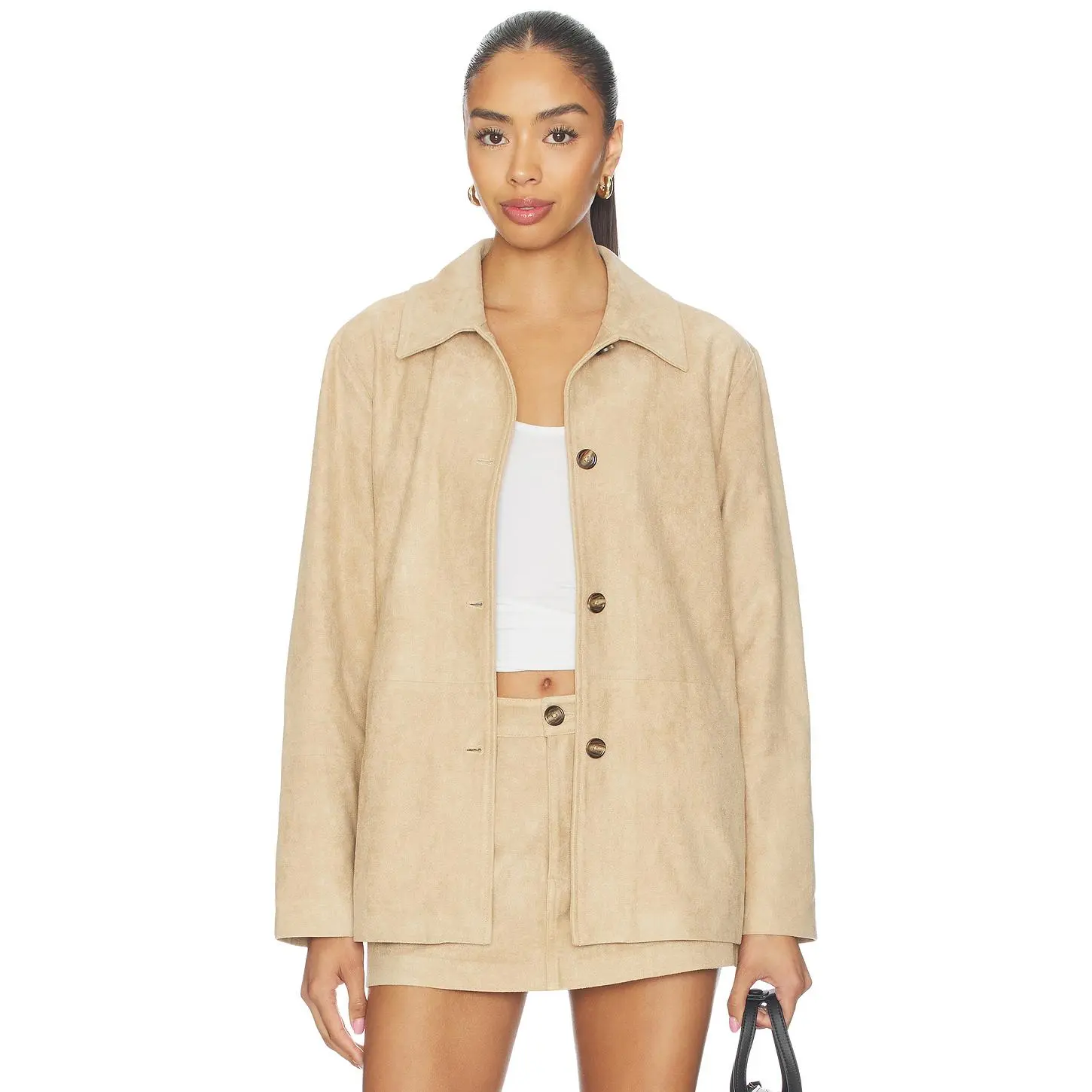 Show Me Your Mumu Vancouver Jacket in Beige Faux Suede