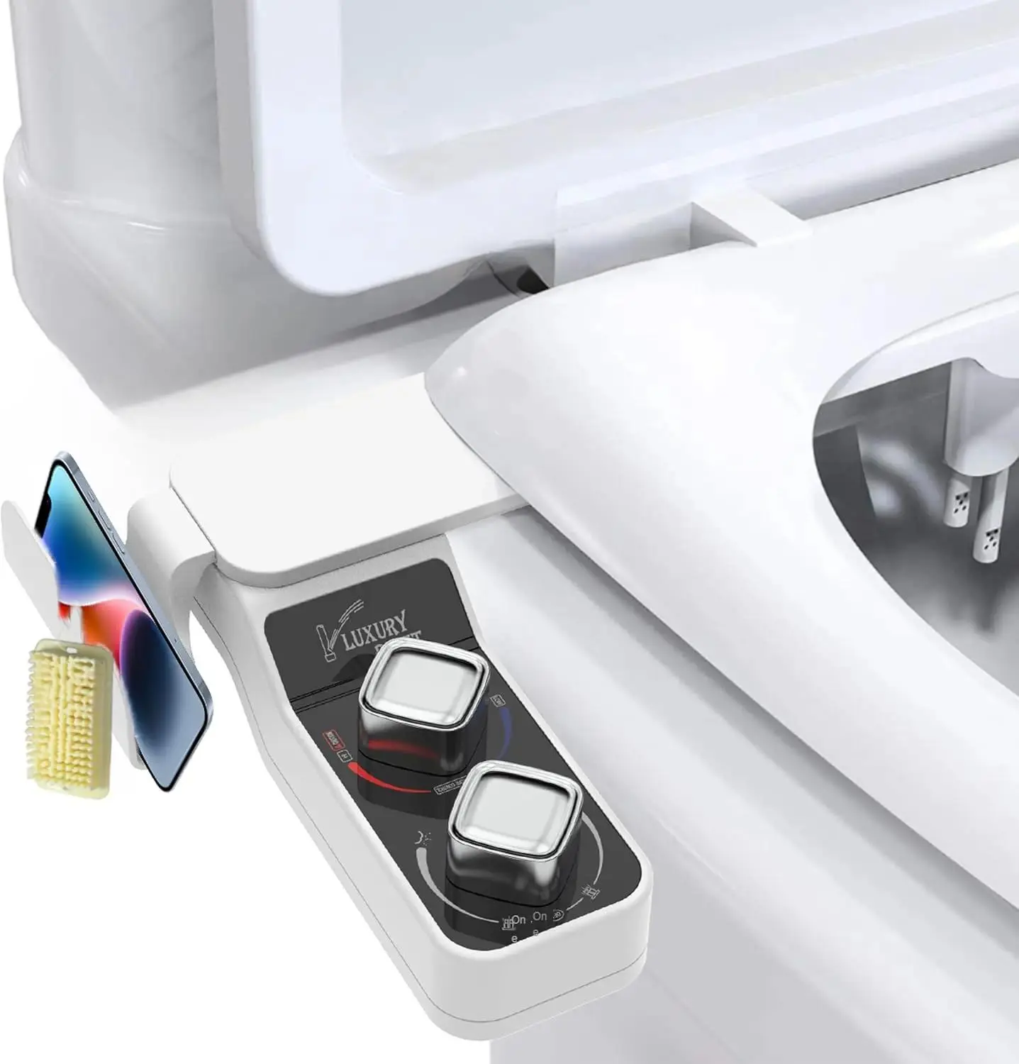 Bidet Attachment, Non-Electric Cold Hot Water Bidet Toilet Seat Attachment withPressure Controls, Retractable Self-Cleaning Dual Nozzles for Frontal & Rear Wash Bathroom Switch Modern,summervibes