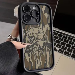 Rugged TPU Silicone Phone Case with Camera Protection, Compatible with iPhone 17 Pro Max/16 Plus/15/14/13/12/11 & AirPods, Camouflage Dog Design Phone Accessories for Boys (QXB023) Casing