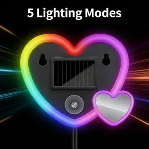 Car LED Ambient Lights, Solar-Powered Heart-Shaped Car Window Lights with Multiple Modes - Rechargeable Romantic Atmosphere Decor for Cars, Valentine‘s Day Gift for Couples, Women, Men SummerVibes