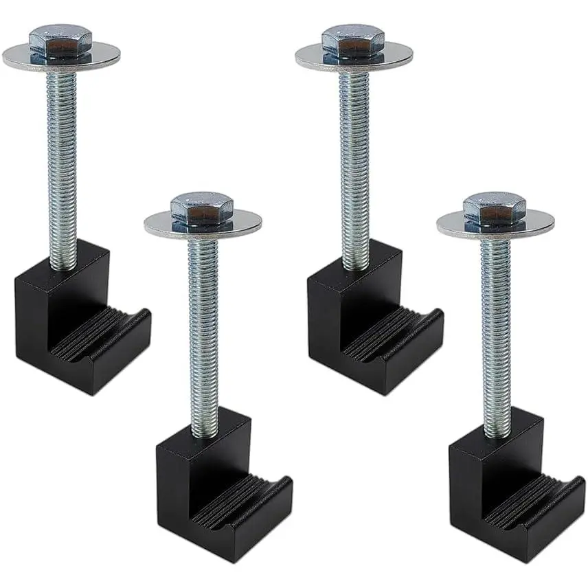 Tool Box Mounting Kit Aluminum Alloy J Hooks Pickup Universal Fit Toolbox Tie Downs Crossover with Screws and Washers (4 Packs Black)
