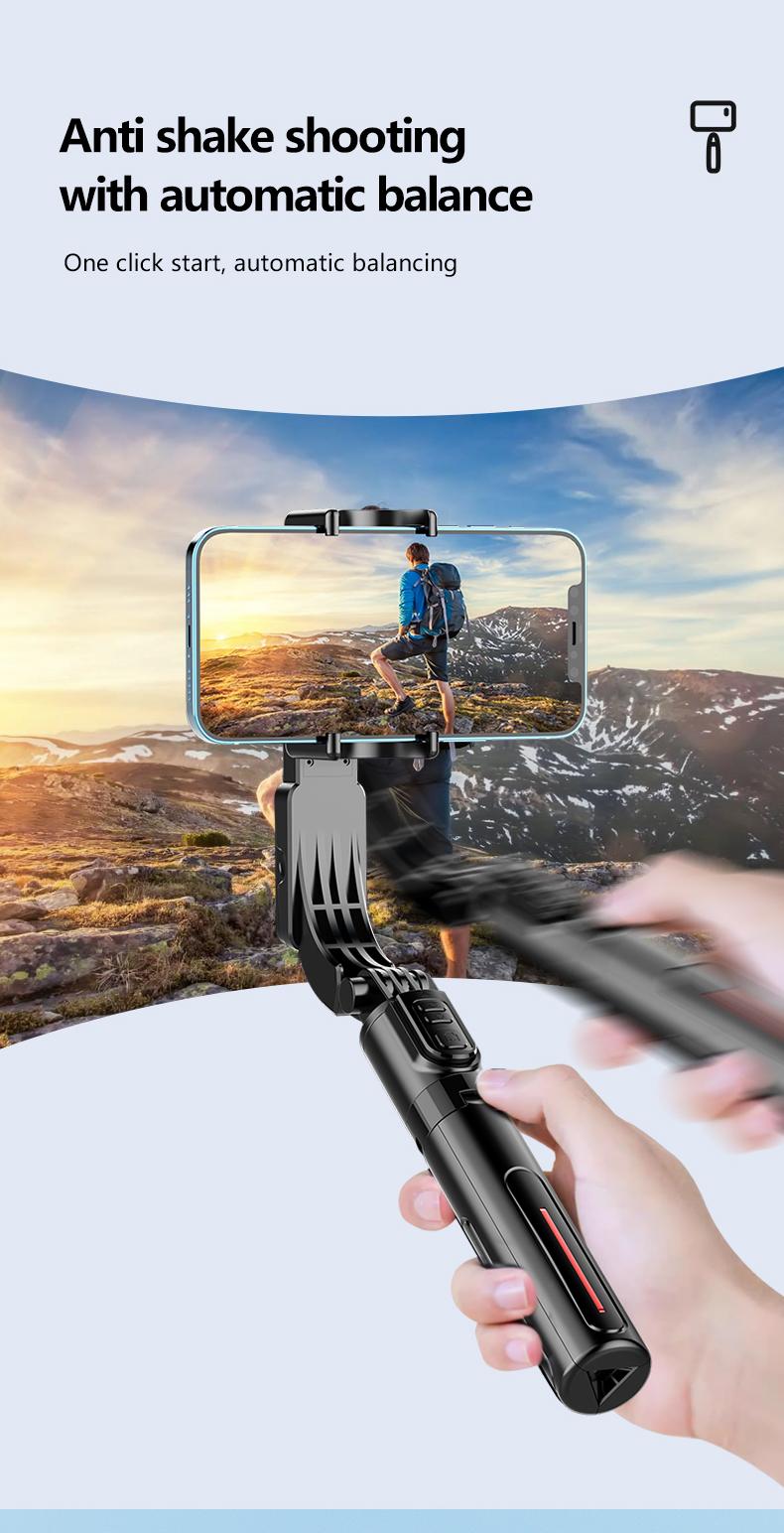 1-Axis Gimbal Stabilizer with Magnetic Fill Light, Anti-Shake Selfie Stick Tripod, Bluetooth Remote, Auto Balance Phone Stand, Aluminum Alloy Vlogging Gear for iPhone & Android