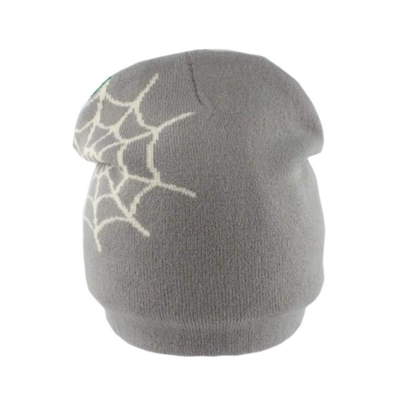 Men’s Letter Jacquard Spider Web Knit Hat Street Style Warm Beanie for Fall and Winter Fashionable Casual Winter Headwear