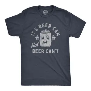 Mens Its Beer Can Not Beer Cant T Shirt Funny Drinking Lovers Positivity Joke Tee for Guys Mens Funny T Shirts Cool Vintage Fashion T-Shirt Gift Classic Menswear Drinking Apparel for Men Funny Beer Short Sleeve Navy -