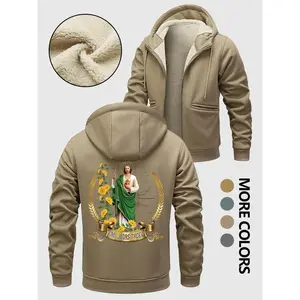 Jjebradley Men’s Sports Jacket & Coat, Athletic Jackets, St. Jude Tadeo Crew Neck, Mexican-Style “Guardian” Design, Zip-Front Fashionable Comfortable Outerwear